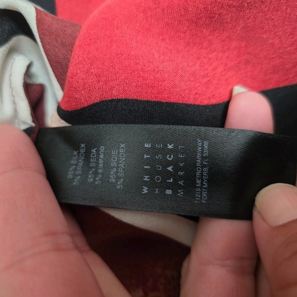 WHBM Geometric Silk Halter Neck Tank To Size 4 Burgundy Multicolored - Picture 6 of 7